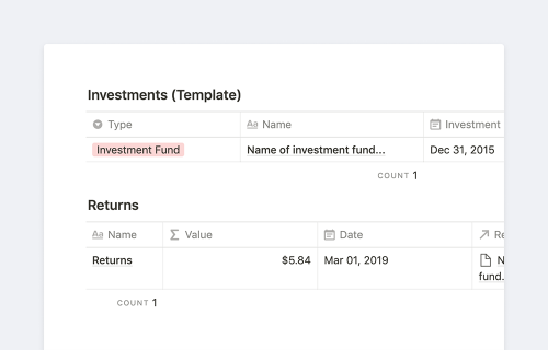 Investments tracker